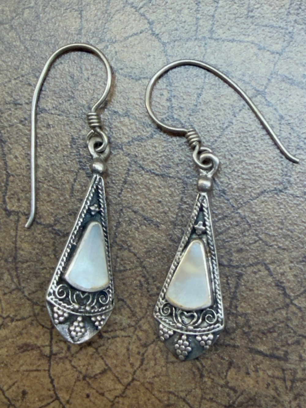 Sterling Silver Mother of Pearl Teardrop Earrings